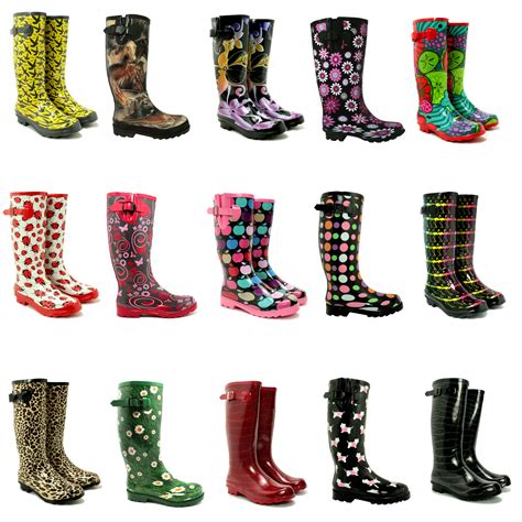 fire sale  womens funky snow rain welly wellies wellington flat boots size ebay