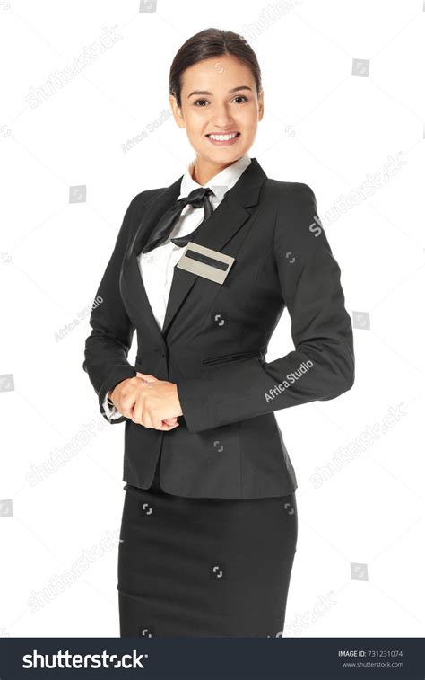 female hotel receptionist uniform  white stock photo  shutterstock