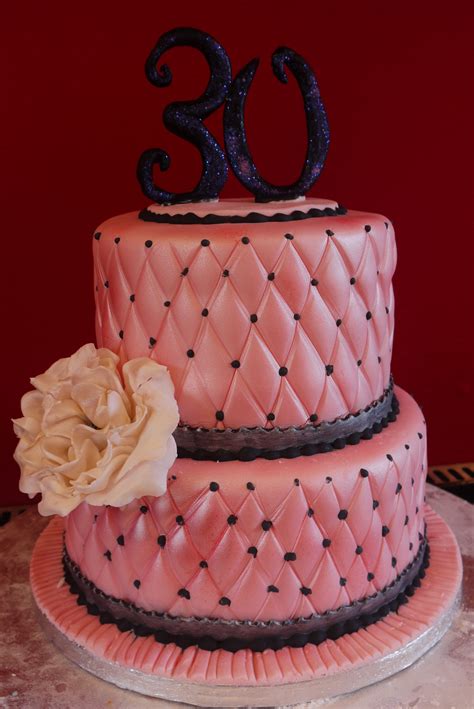 pretty pink two tier 30th birthday cake with large sugar
