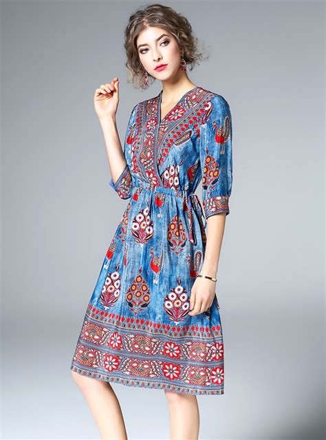 Multi Color Floral Printed Silk Midi Dress Fancylooks