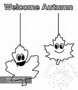 Welcome Autumn Fall Leaves Coloring Printable Pdf Coloringpage Eu sketch template