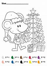 Christmas Number Color Printable Games Addition Kids Adults sketch template