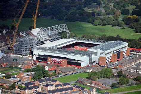 anfields  main stand  impressive   aerial views