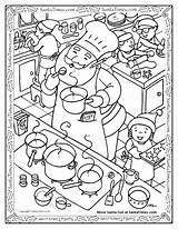 Cooking Coloring Pages Kitchen Santa Utensils Printable Drawing Getcolorings Food Christmas Color Getdrawings sketch template