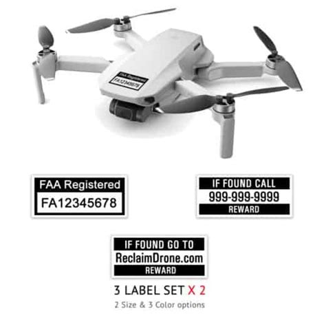 dji mavic mini mini  drone labels  sets faa registration