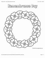 Anzac Coloring Remembrance Poppy Wreath Pages Color Memorial Kids Poppies Flower Veterans Colouring Mandala Craft Sheets Bigactivities Cut Sanat Stencil sketch template