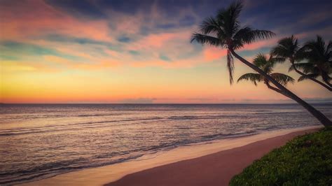 wallpaper  beach sunset ocean coast full hd hdtv