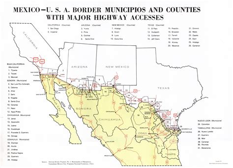 Map Of Of Mexico U S A Border Municipios And Counties
