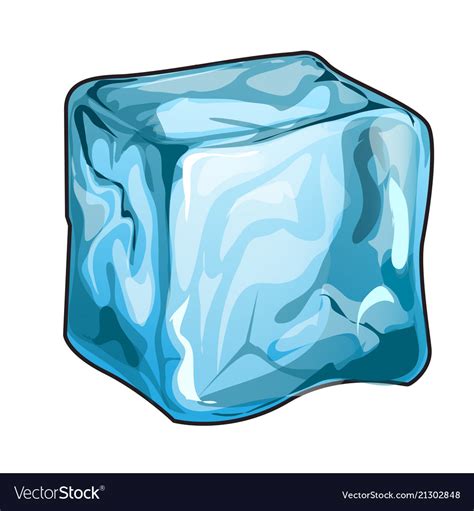 single ice cube isolated   white background vector image