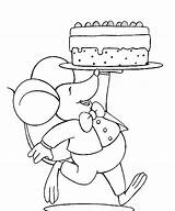 Muis Verjaardag Taart Muizen Mice Dieren Maus Colorare Ausmalbilder Tikus Mewarnai Souris Animasi Knutselen Coloriages Bergerak Zoeken Jarig Animaatjes Bord sketch template