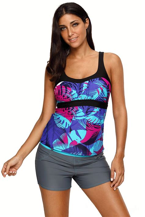 Womens Abstract Printed Camisole Tankini Top Summer