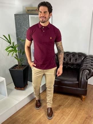 burgundy polo outfits  men  ideas outfits lookastic