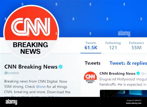 cnn breaking news twitter page  stock photo alamy