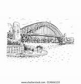 Bridge Harbour Sydney Sketch Coloring Pencil Australia Template Vector sketch template