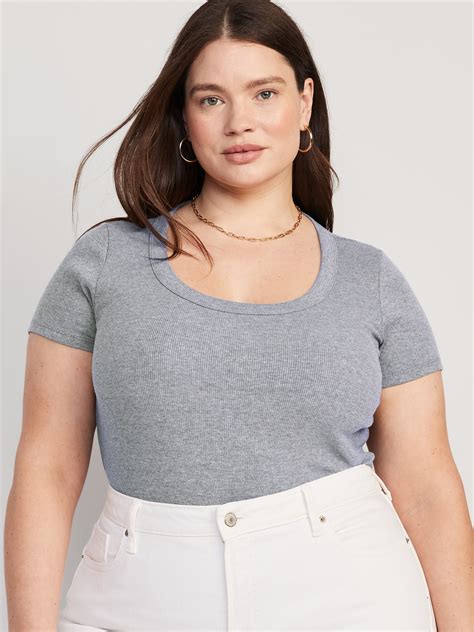 fitted scoop neck rib knit t shirt for women old navy