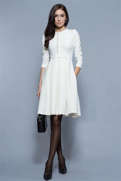 simple white dresselegant white midi dressformal pleated wedding gown womanlong sleeve