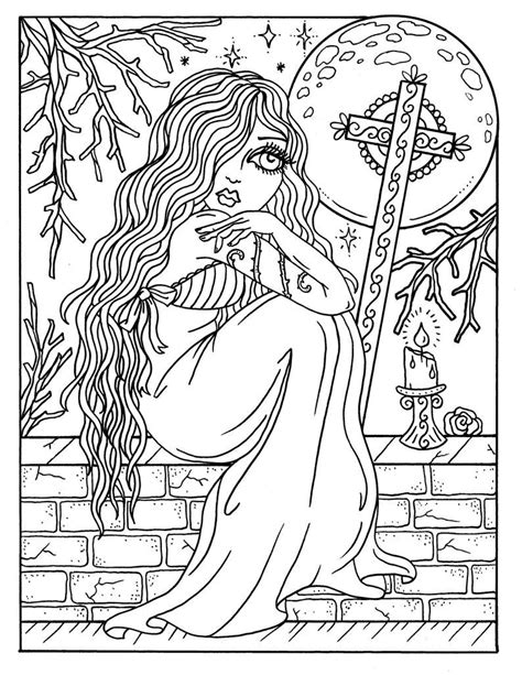 instant  gothic beauty coloring book adult coloring color