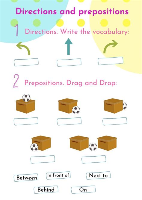 prepositions  directions interactive worksheet