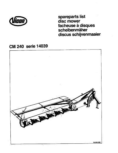 agco technical publications portage hay equipment mowers vicon cm disc mower  parts