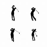 Vector Silhouette Golfer Golf Player Silhouettes sketch template