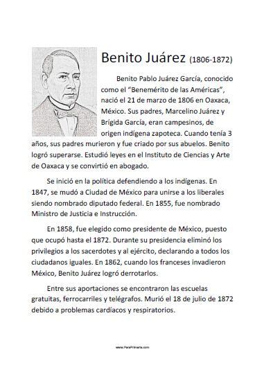 biografía corta de benito juárez para imprimir benito juarez para