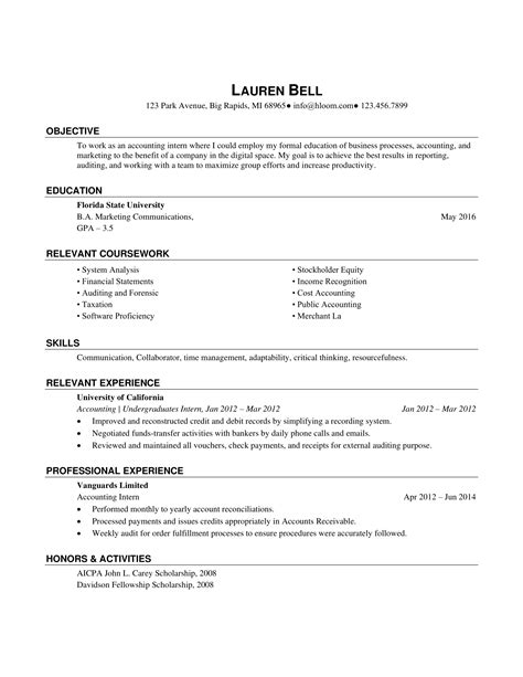 internship resume template  job related tips hloom