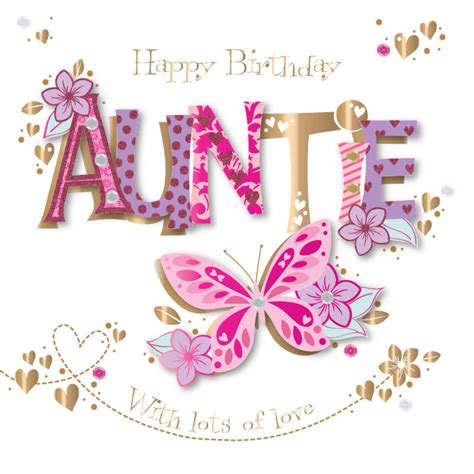 auntie birthday handmade embellished greeting card cards