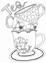 Wonderland Alice Drawing Teacup Cups Getdrawings sketch template