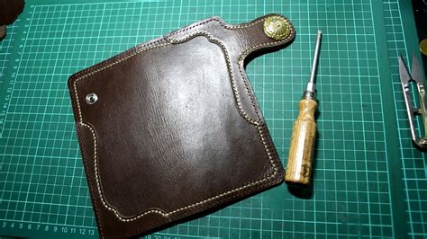 making  leather biker wallet part   cover biker wallet