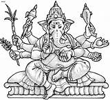 Ganesha Coloring Lord Ganesh Shirleytwofeathers sketch template