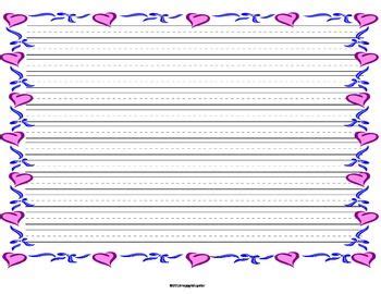 writing paper lined paper valentine heart theme writing paper
