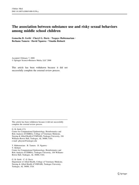 pdf the association between substance use and risky sexual behaviors