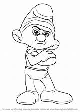 Smurf Smurfs Grouchy Drawingtutorials101 sketch template