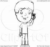 Talking Boy Phone Adolescent Cell Clipart Coloring Cartoon Teenage Cory Thoman Outlined Vector 2021 sketch template