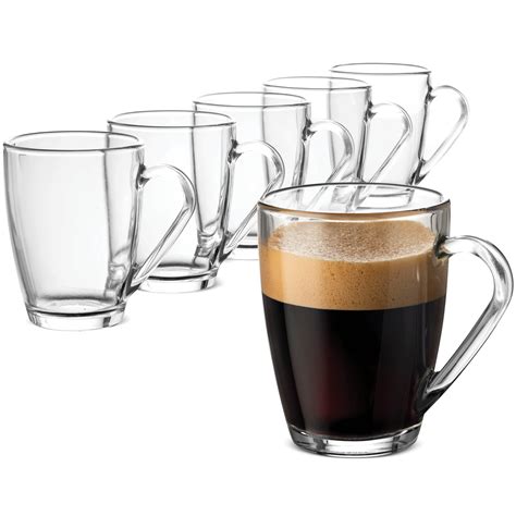 glass coffee mug  ounce  pack  convenient handle tea