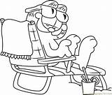 Coloring Garfield Chair Sitting Beach Pages Getcolorings Coloringpages101 Color sketch template
