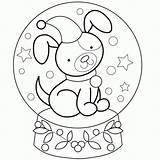 Snow Globe Coloring Designs Globes Pages Cute Winter Dog Popular Library sketch template