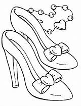 Coloring Shoes Cinderella Pages Shoe High Heel Drawing Slipper Heels Running Party Vans Color Princess Nike Glass Printable Baby Booties sketch template