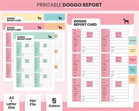 printable dog report card  template daily doggie daycare report log