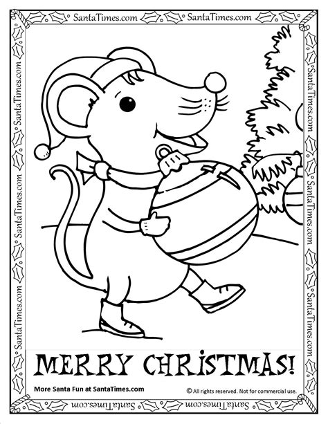 merry christmas mouse printable coloring page