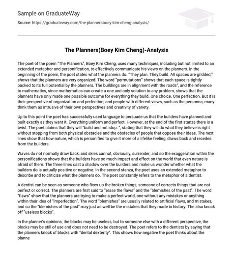 plannersboey kim cheng analysis  essay   words graduateway