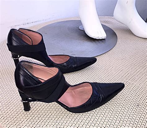 rare dirk bikkembergs black leather runway bondage loop heels size 38 8 for sale at 1stdibs