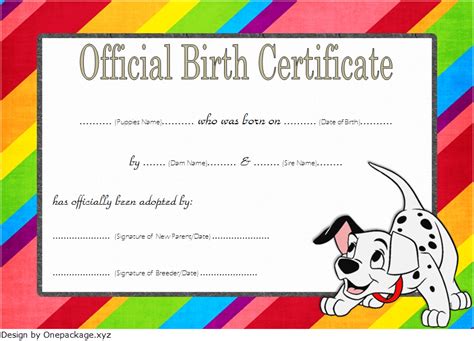 printable birth certificates  dogs printable templates