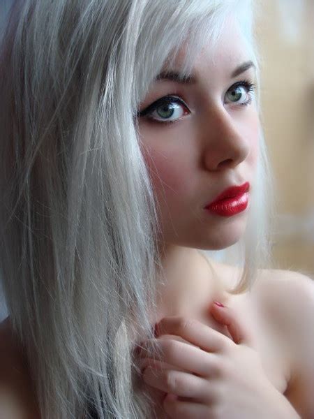 Girl With Long White Platinum Blond Blonde Hair Cherry
