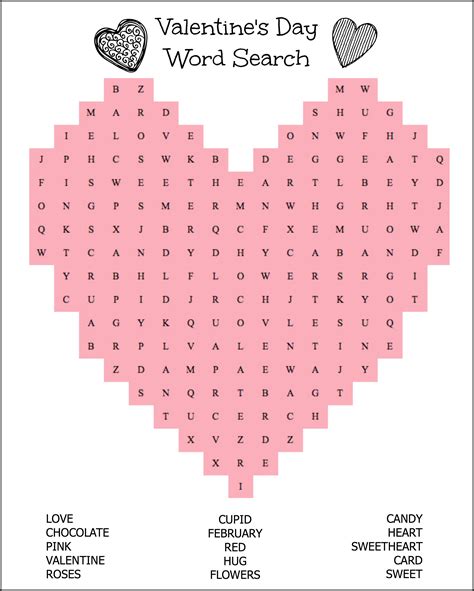 valentines day words valentine words valentines word search