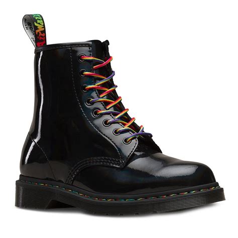 dr martens  pascal rainbow womens patent leather boots black