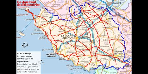 vendee  la carte des routes  la mortalite la  elevee