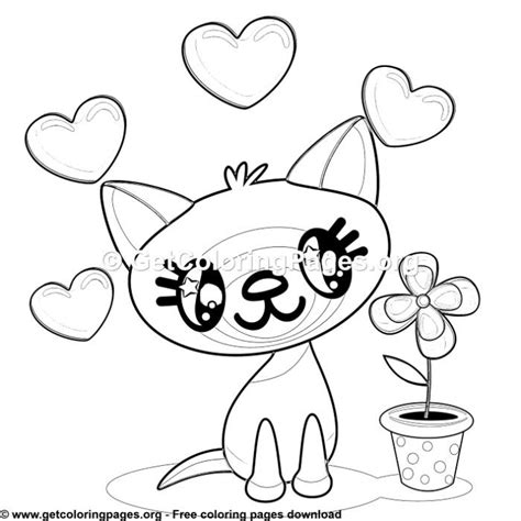 cute cat  flower coloring pages animal coloring pages flower