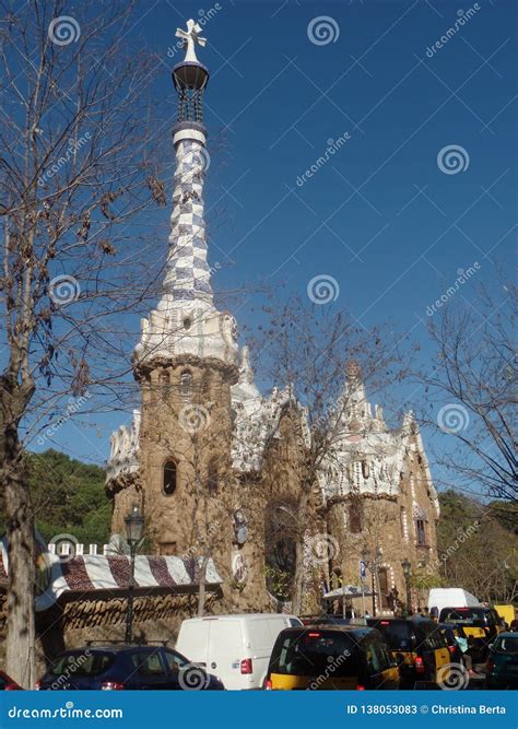 entrance  park guell barcelona spain editorial stock photo image  mosaic grass