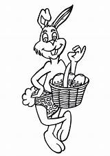 Easter Basket Coloring Bunny Egg Pages Printable Carries sketch template